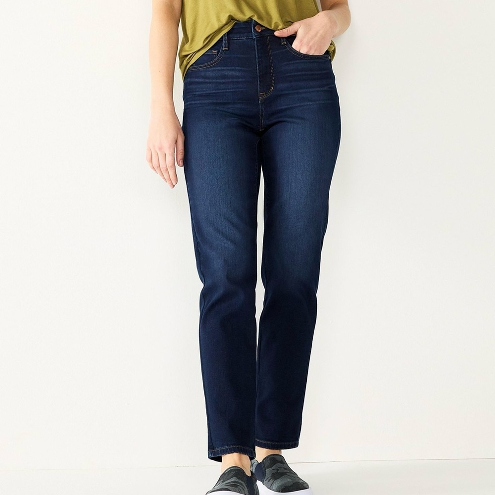 Nine West Gramercy Curvy Straight Jeans Dark Wash High Rise 16‎ NWT